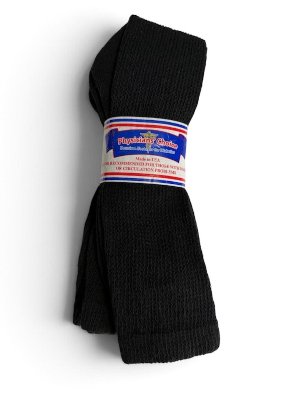 Physicians' Choice Diabetic Socks 3-Pair Black Size 13-15 Full Cushion